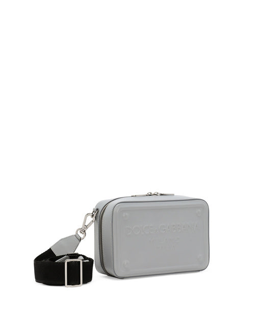 CALFSKIN CROSSBODY BAG WITH RAISED LOGO