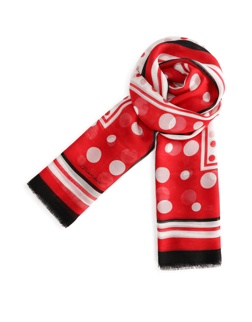 SILK SCARF WITH POLKA-DOT PRINT: 135 X 200CM - 53 X 78 INCHES