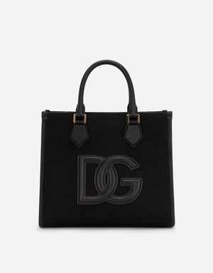 CANVAS SHOPPER WITH CALFSKIN NAPPA DETAILS