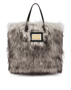 FAUX FUR SHOPPER WITH BRANDED TAG