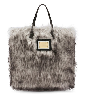 FAUX FUR SHOPPER WITH BRANDED TAG