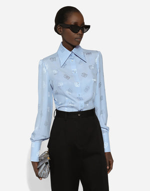 SILK JACQUARD SHIRT WITH ALL-OVER DG LOGO