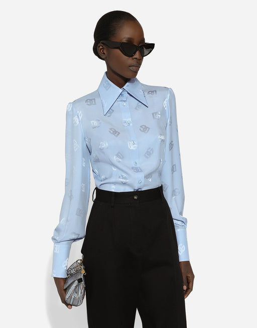 SILK JACQUARD SHIRT WITH ALL-OVER DG LOGO