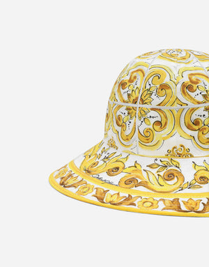 POPLIN BUCKET HAT WITH YELLOW MAJOLICA PRINT