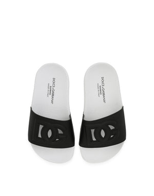 LEATHER SLIDERS WITH DG MILLENNIALS LOGO