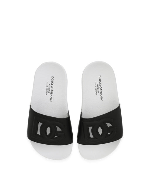 LEATHER SLIDERS WITH DG MILLENNIALS LOGO