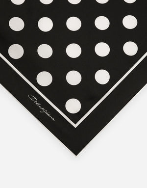 SILK TWILL SCARF WITH POLKA-DOT PRINT (70X70)