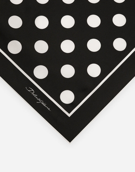 SILK TWILL SCARF WITH POLKA-DOT PRINT (70X70)