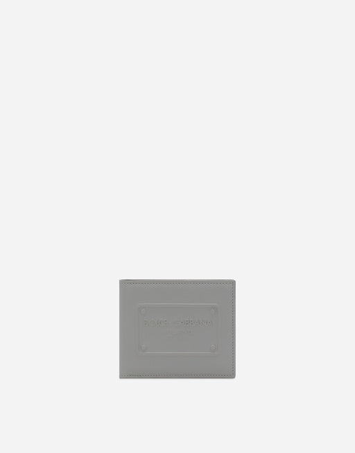 CALFSKIN BIFOLD WALLET WITH RAISED LOGO