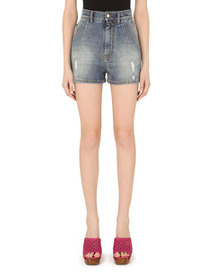 DENIM SHORTS WITH RIPPED DETAILS