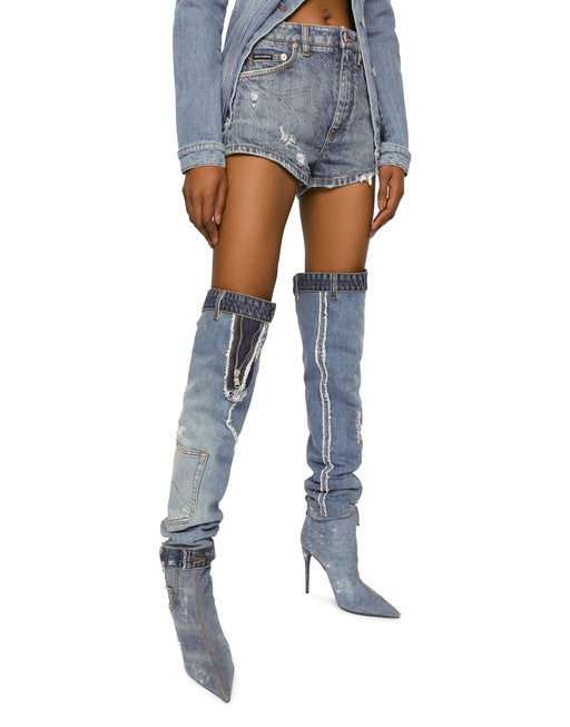DENIM SHORTS WITH RIPPED DETAILS