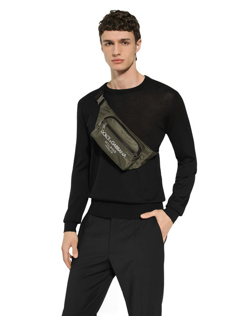 SMALL NYLON BELT BAG WITH RUBBERIZED LOGO