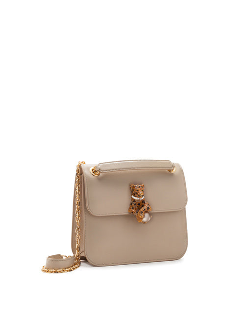 MEDIUM JUNGLE BAG IN CALFSKIN WITH BEJEWELED CLOSURE