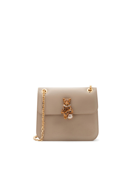 MEDIUM JUNGLE BAG IN CALFSKIN WITH BEJEWELED CLOSURE