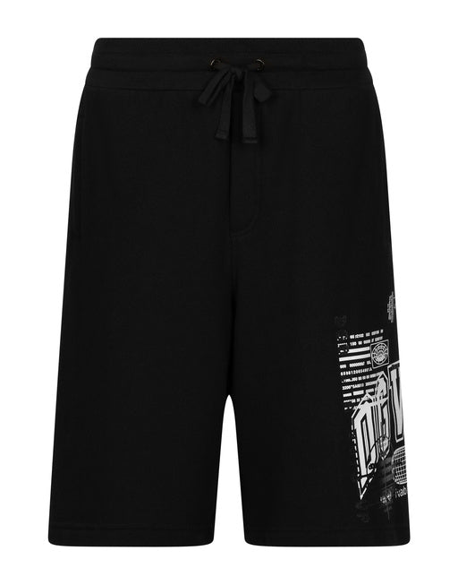 JERSEY JOGGING SHORTS WITH DGVIB3 PRINT AND LOGO
