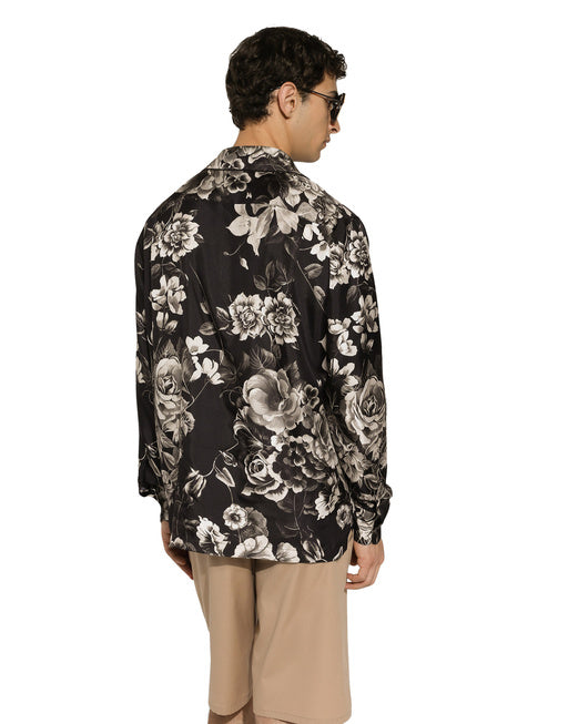 SILK TWILL SHIRT WITH FLORAL PRINT