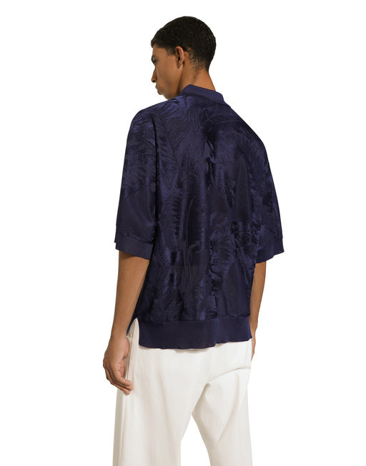 OVERSIZE SHORT-SLEEVED SILK JACQUARD POLO-SHIRT