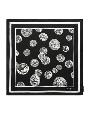 COIN PRINT SILK BANDANNA (50X50)