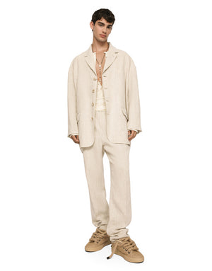 OVERSIZE SINGLE-BREASTED LINEN AND VISCOSE JACKET