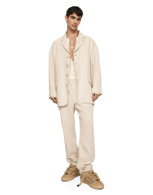OVERSIZE SINGLE-BREASTED LINEN AND VISCOSE JACKET