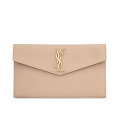 Uptown Grain de Poudre Embossed Leather Clutch
