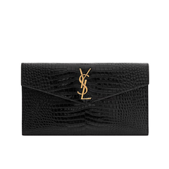 Pochette Uptown Shiny Embossed Crocodile Leather 