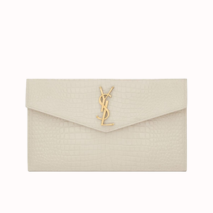 Pochette Uptown Shiny Embossed Crocodile Leather