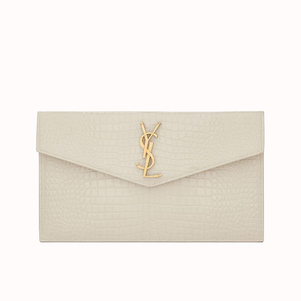 Pochette Uptown Shiny Embossed Crocodile Leather