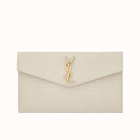 Pochette Uptown Shiny Embossed Crocodile Leather