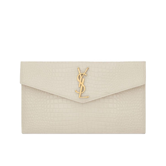 Pochette Uptown Shiny Embossed Crocodile Leather