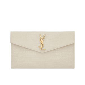 Pochette Uptown Shiny Embossed Crocodile Leather