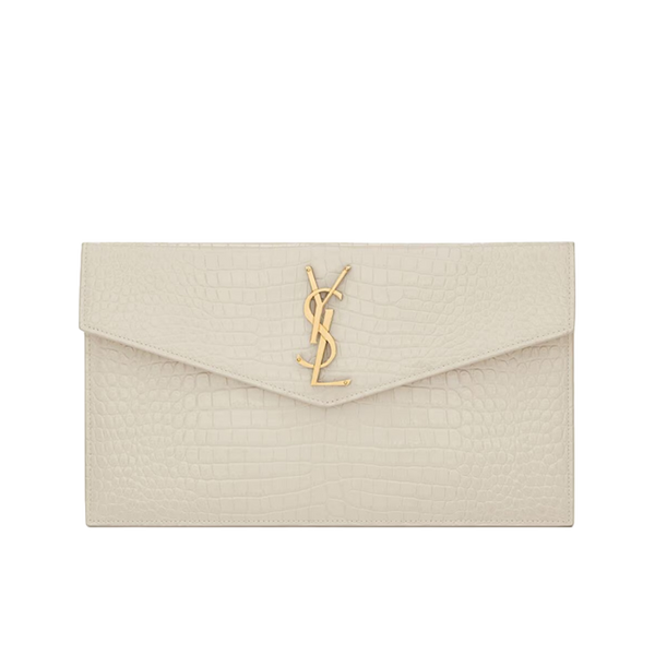 Pochette Uptown Shiny Embossed Crocodile Leather