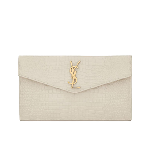 Pochette Uptown Shiny Embossed Crocodile Leather